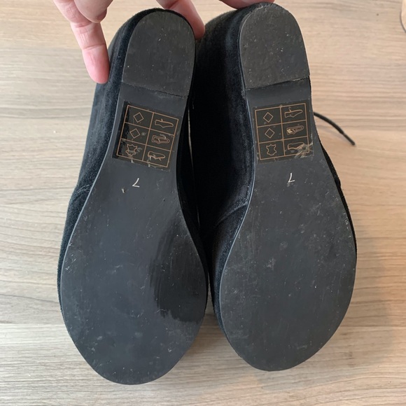 Black Suede Browns Wedge Booties - Picture 4 of 9